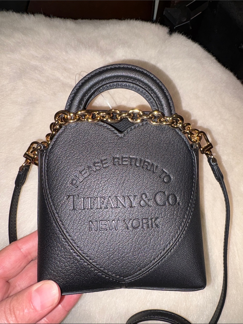 Tiffani and Co black leather mini bag removable strap - cutest designer bag- New - Picture 1 of 16